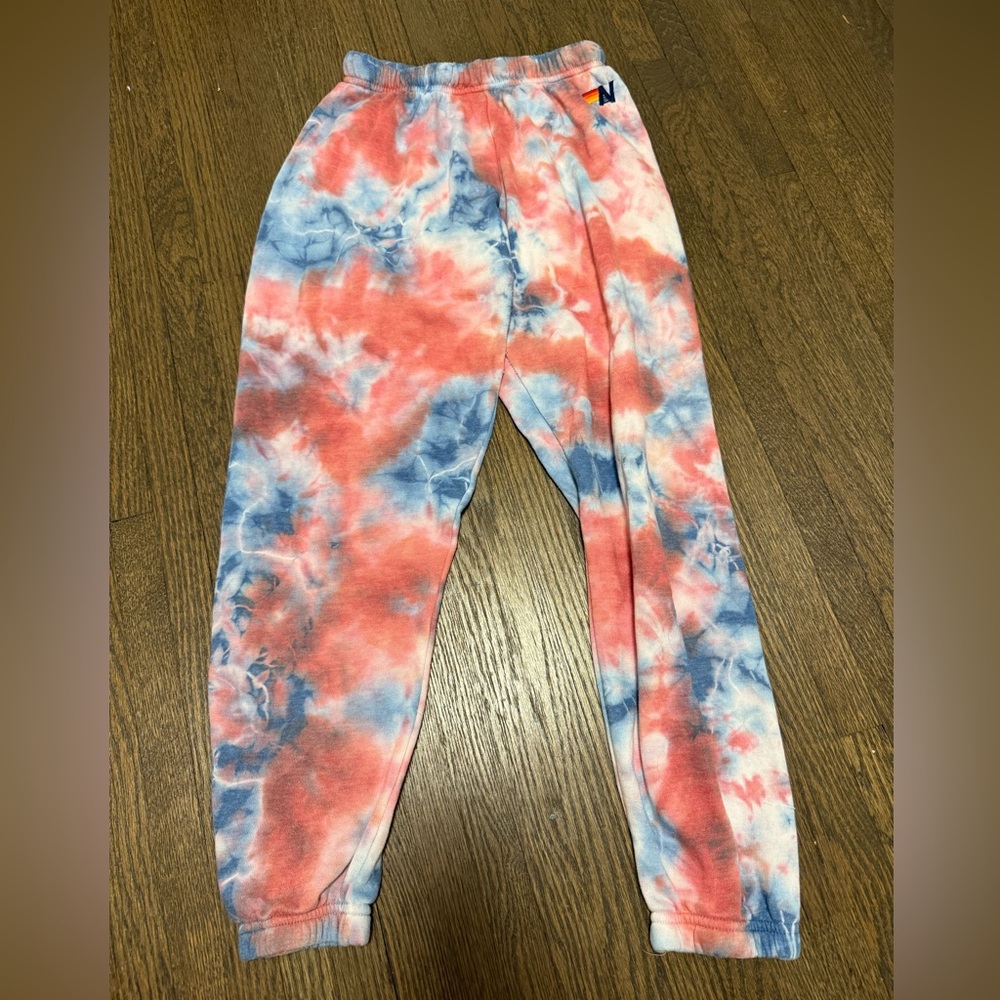 Aviator Nation Red and Blue Tie-Dye Sweatpants